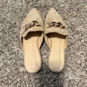 Gold Tan Mules with Suede Finish